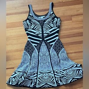 DVF black and white party dress, great for a holiday party!